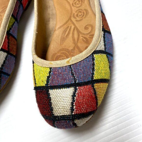 size 7 womens Born Abbee mosaic multicolored ballet flats woven fabric colorful - Picture 4 of 9